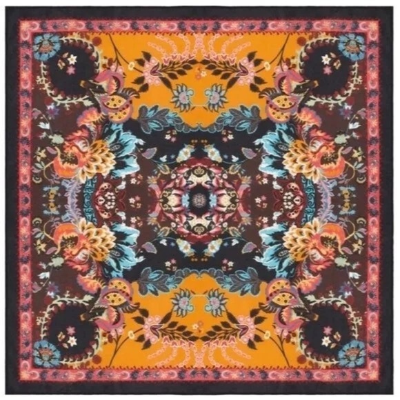 VISMAYA Rhapsody Square Oversized Rayon Scarf Bold Graphic Abstract Print 25x25 - Picture 1 of 4